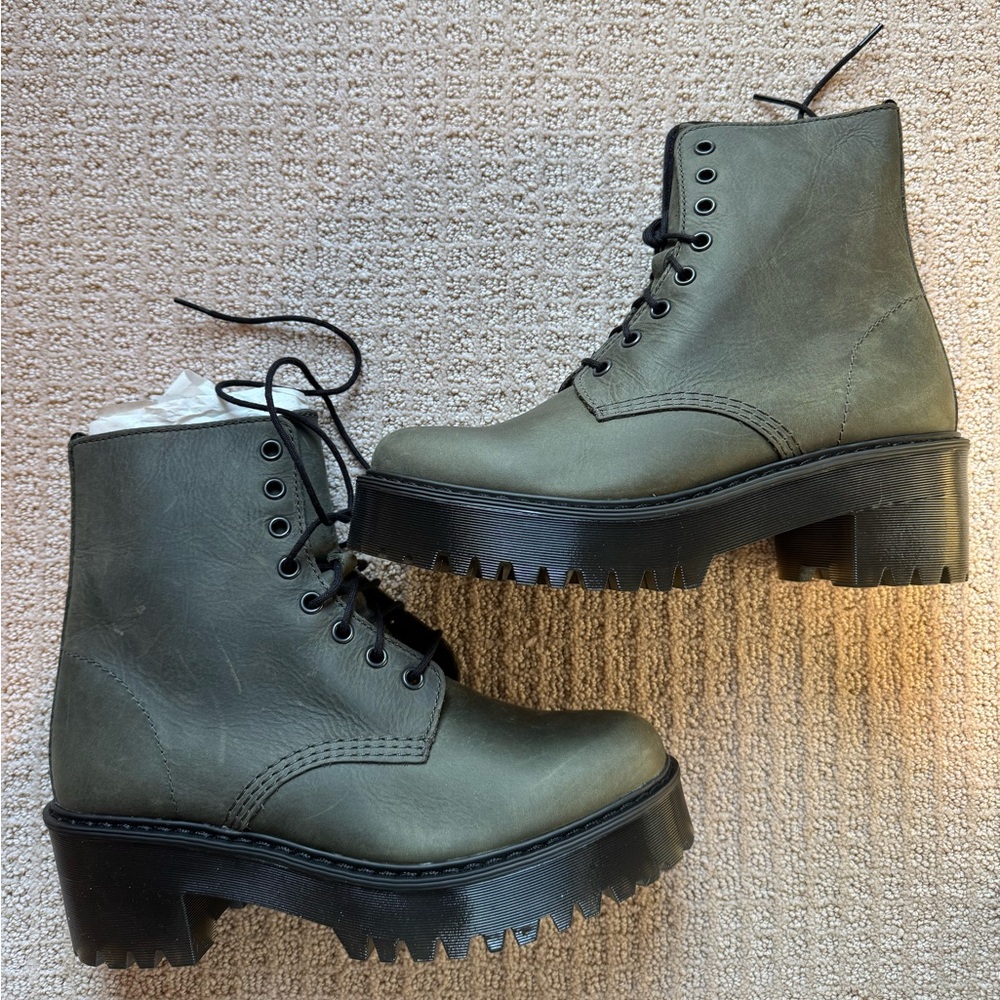 Dr. Martens Olive Lace-Up Combat Boots